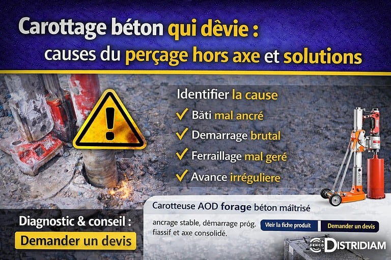 Carottage béton qui dévie : causes du perçage hors axe et solutions – DISTRIDIAM