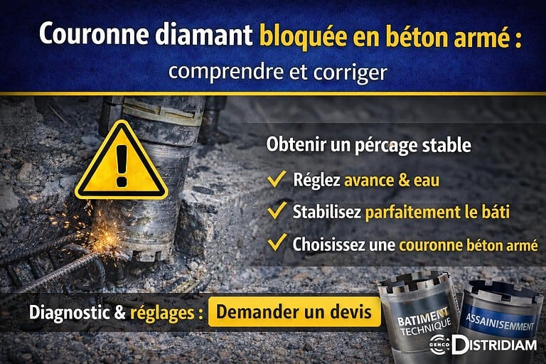 Couronne diamant bloquée en béton armé : comprendre et corriger – DISTRIDIAM