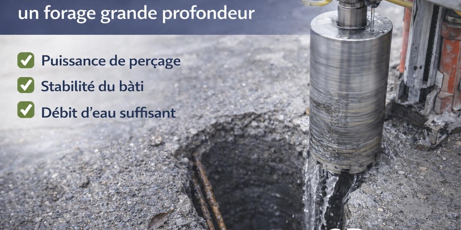 Couronne diamant grande profondeur : carottage béton épais maîtrisé – DISTRIDIAM