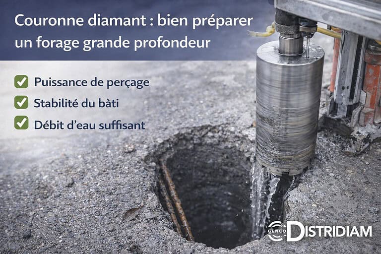 Couronne diamant grande profondeur : carottage béton épais maîtrisé – DISTRIDIAM
