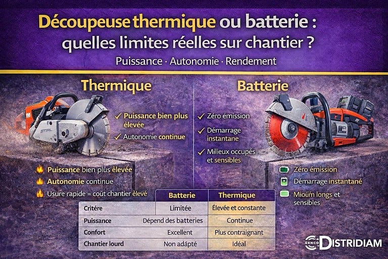 Découpeuse thermique ou batterie : quelles limites réelles sur chantier ? – DISTRIDIAM