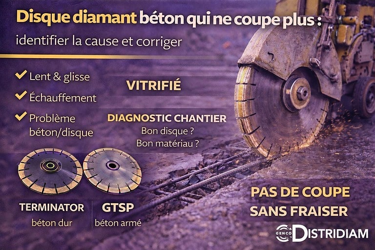 Disque diamant béton qui ne coupe plus : identifier la cause et corriger – DISTRIDIAM