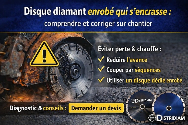 Disque diamant enrobé qui s’encrasse : comprendre et corriger sur chantier – DISTRIDIAM