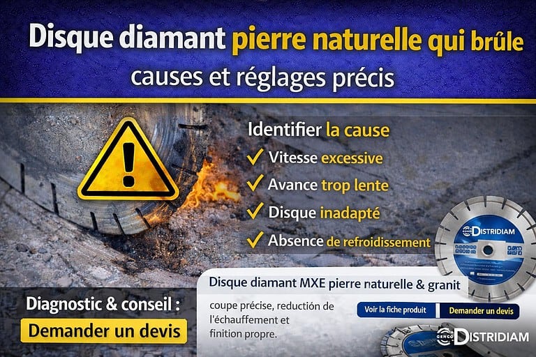 Disque diamant pierre naturelle qui brûle : causes et réglages précis – DISTRIDIAM