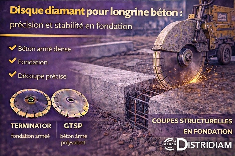 Disque diamant pour longrine béton : précision et stabilité en fondation – DISTRIDIAM
