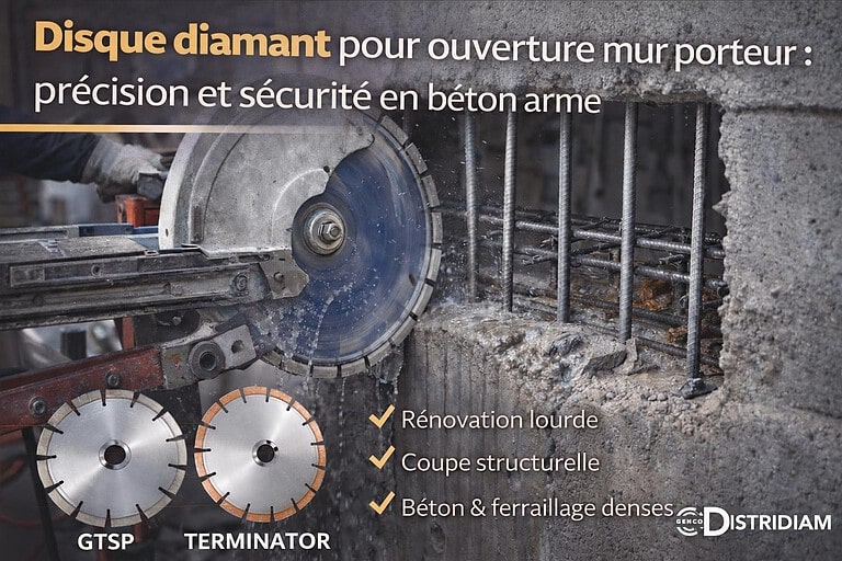 Disque diamant pour ouverture mur porteur : précision et sécurité en béton armé – DISTRIDIAM