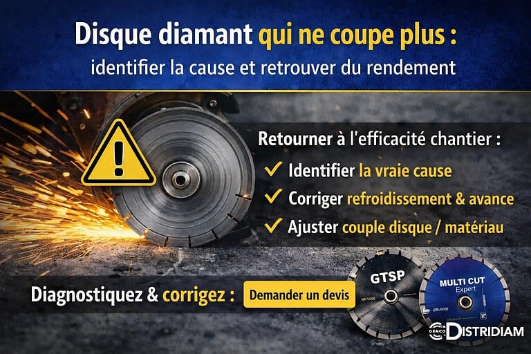 Disque diamant qui ne coupe plus : identifier la cause et retrouver du rendement – DISTRIDIAM