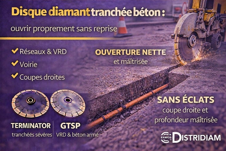 Disque diamant tranchée béton : ouvrir proprement sans reprise – DISTRIDIAM
