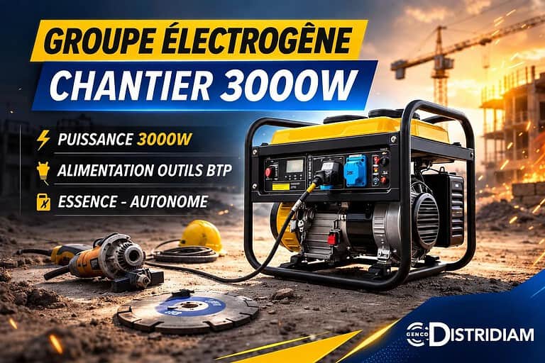 Groupe électrogène chantier 3000W : alimentation fiable pour vos travaux BTP – DISTRIDIAM