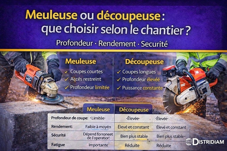 Meuleuse ou découpeuse : que choisir selon le chantier ? – DISTRIDIAM