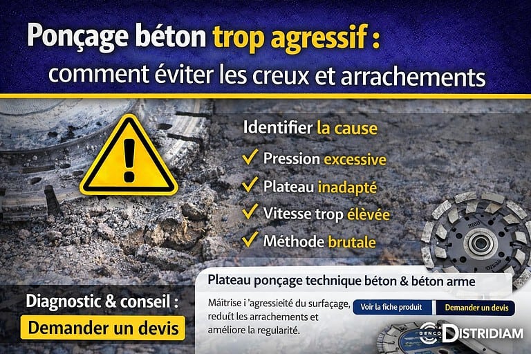 Ponçage béton trop agressif : comment éviter les creux et arrachements – DISTRIDIAM