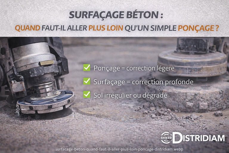 Surfaçage béton : quand faut-il aller plus loin qu’un simple ponçage ? – DISTRIDIAM